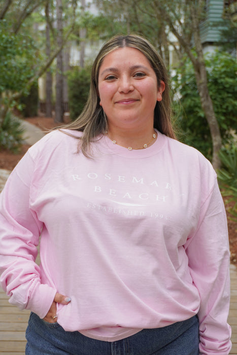 Model Wearing Blossom Rosemary Beach® Longsleeve Tee