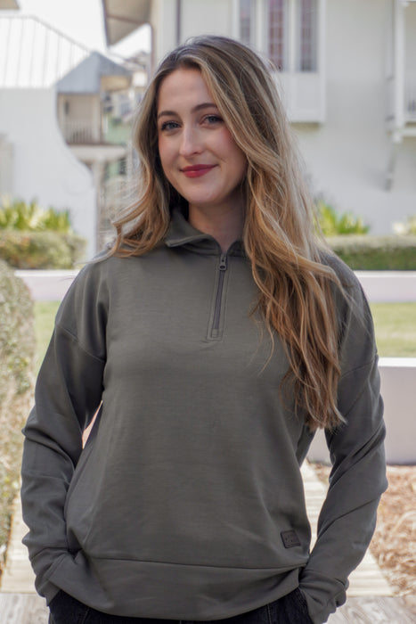 Safari Green Ladies Rosemary Beach® Cora 1/4 Zip