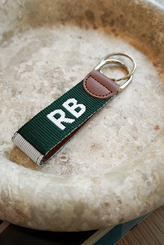 Dark Green Rosemary Beach® Sprig Needlepoint Keychain