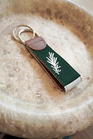 Dark Green Rosemary Beach® Sprig Needlepoint Keychain